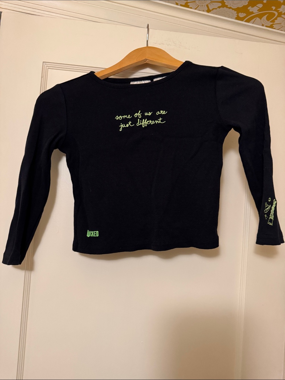 Girls Long-Sleeve Wicked Tee with Neon Green Script